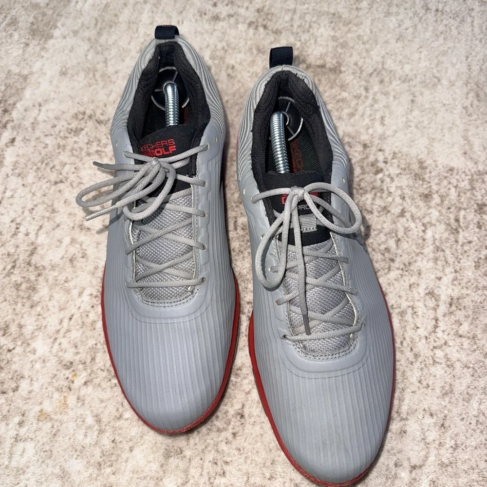 Skechers GO GOLF Pro 5 Hyper 214044 Waterproof Shoe Gray Red Mens Size 10.5